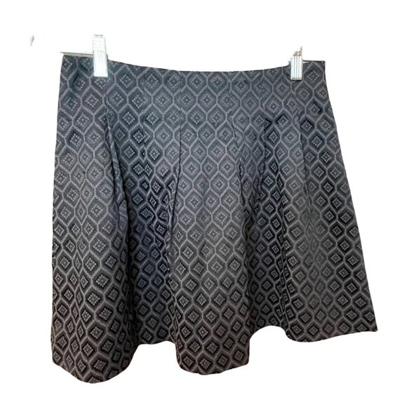 Mini Pleated Banana Republic Black Purple Brocade Satin Thread Mini Skirt Sz 4 - Picture 3 of 10